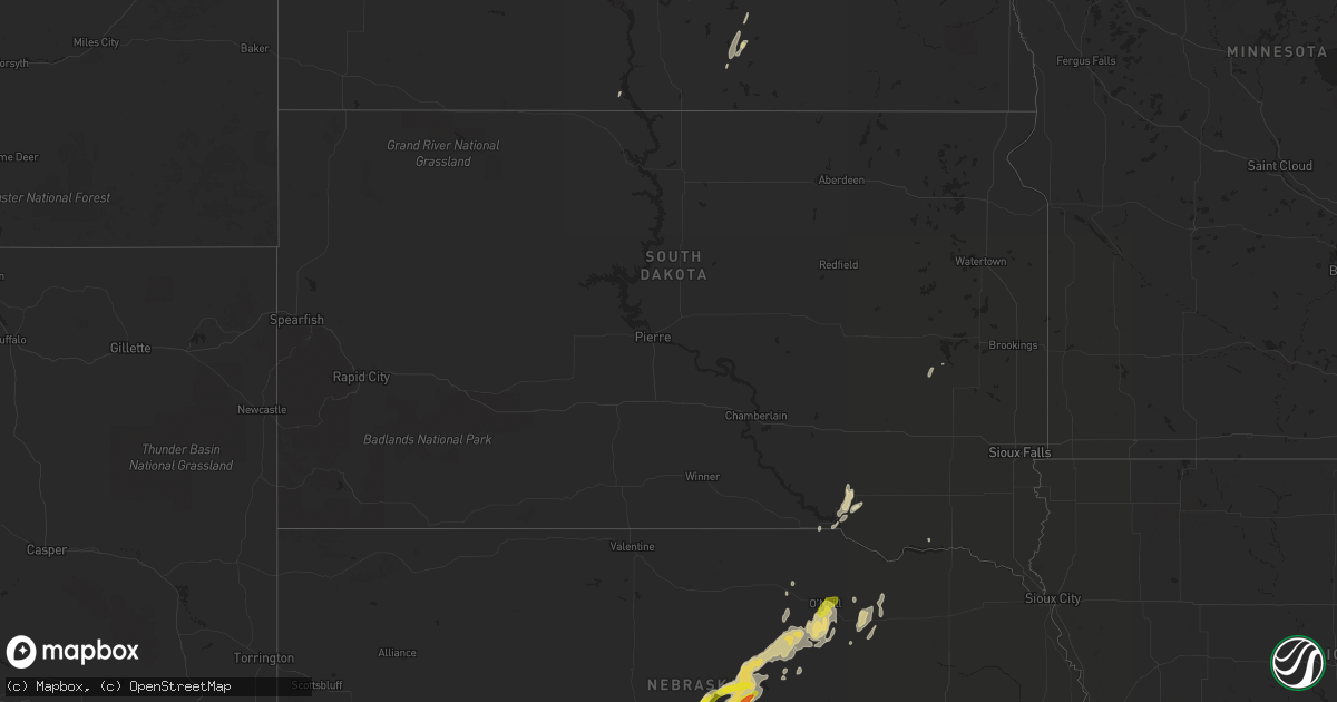 Hail map in South Dakota on October 1, 2017