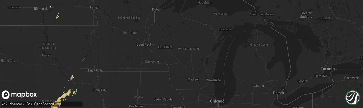 Hail map in Wisconsin on October 1, 2017