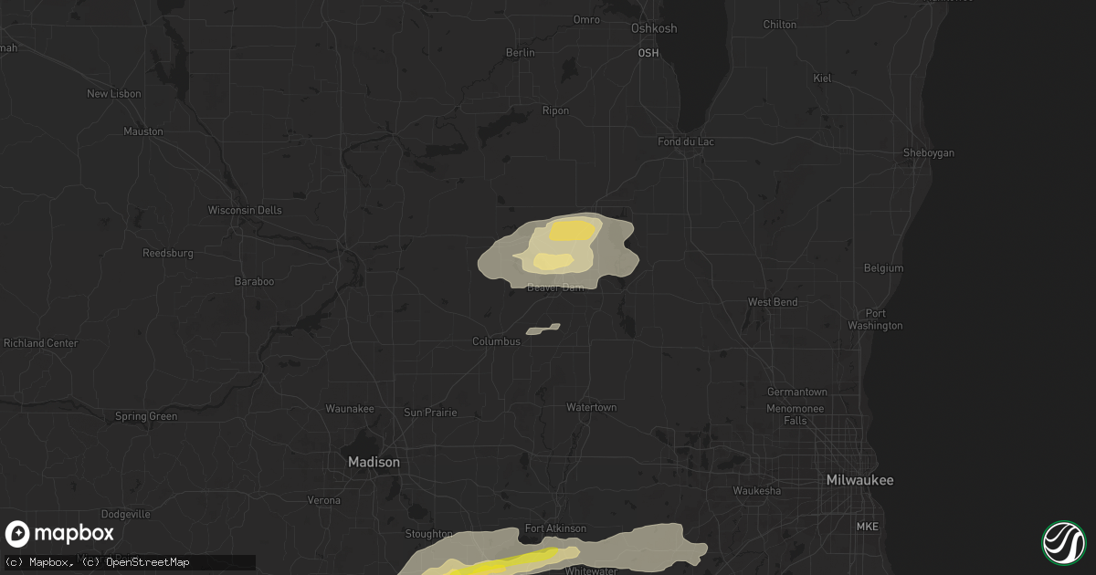 Hail map in Beaver Dam, WI on October 1, 2019