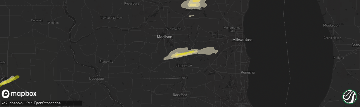 Hail map in Edgerton, WI on October 1, 2019