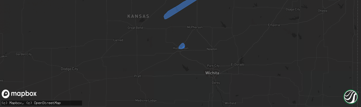 Hail map in Hutchinson, KS on October 1, 2019