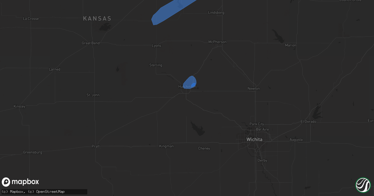 Hail map in Hutchinson, KS on October 1, 2019