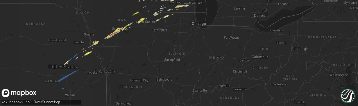 Hail map in Illinois on October 1, 2019