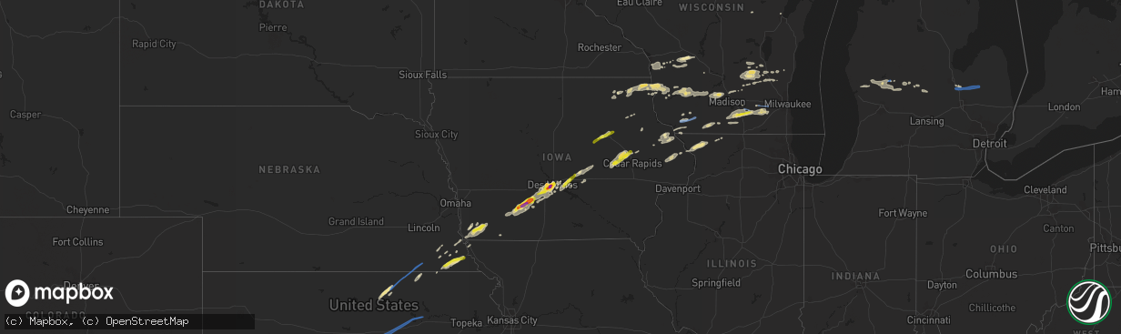 Hail map in Iowa on October 1, 2019