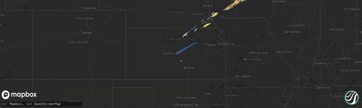 Hail map in Kansas on October 1, 2019