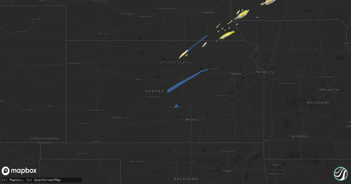 Hail map in Kansas on October 1, 2019