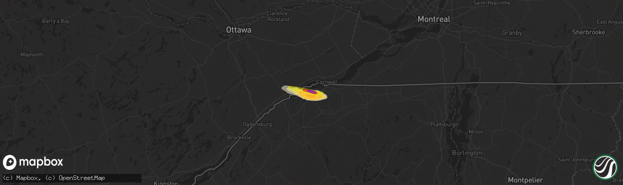 Hail map in Massena, NY on October 1, 2019