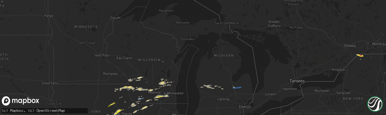 Hail map in Michigan on October 1, 2019