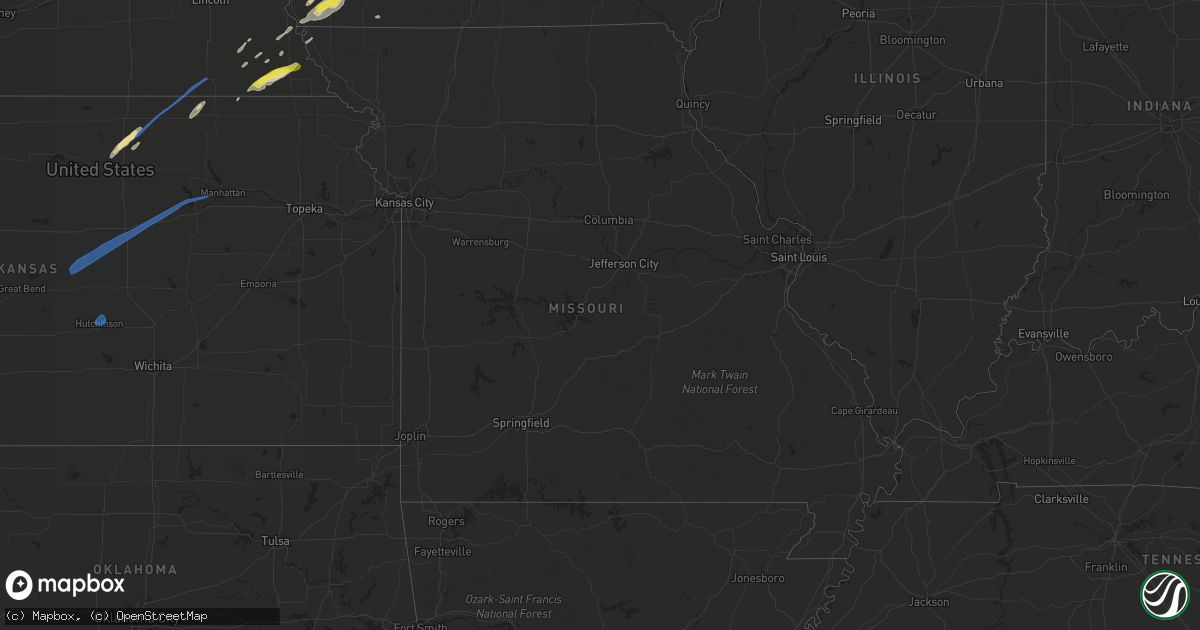 Hail map in Missouri on October 1, 2019