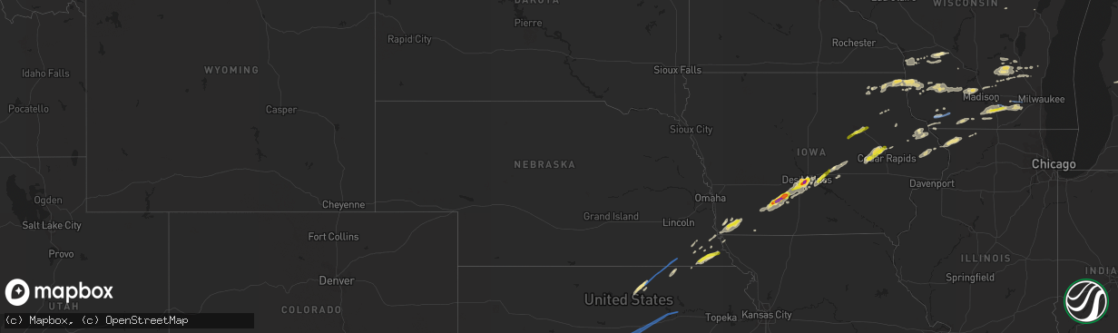 Hail map in Nebraska on October 1, 2019