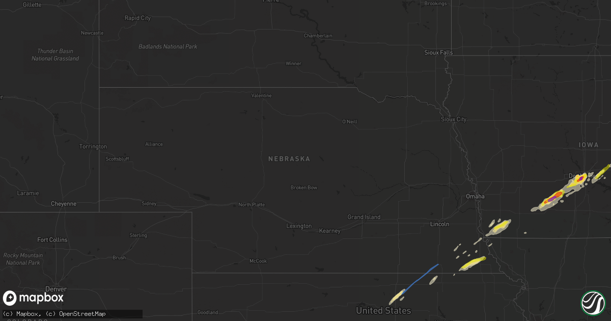 Hail map in Nebraska on October 1, 2019