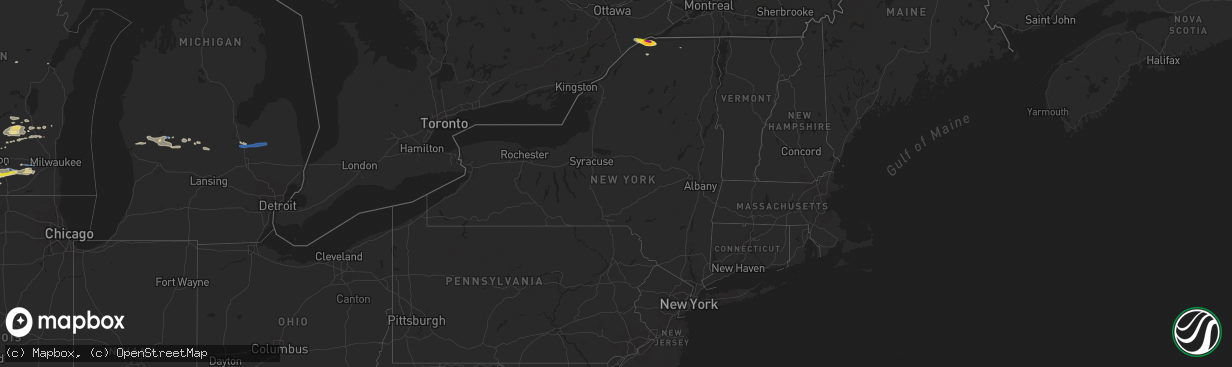 Hail map in New York on October 1, 2019