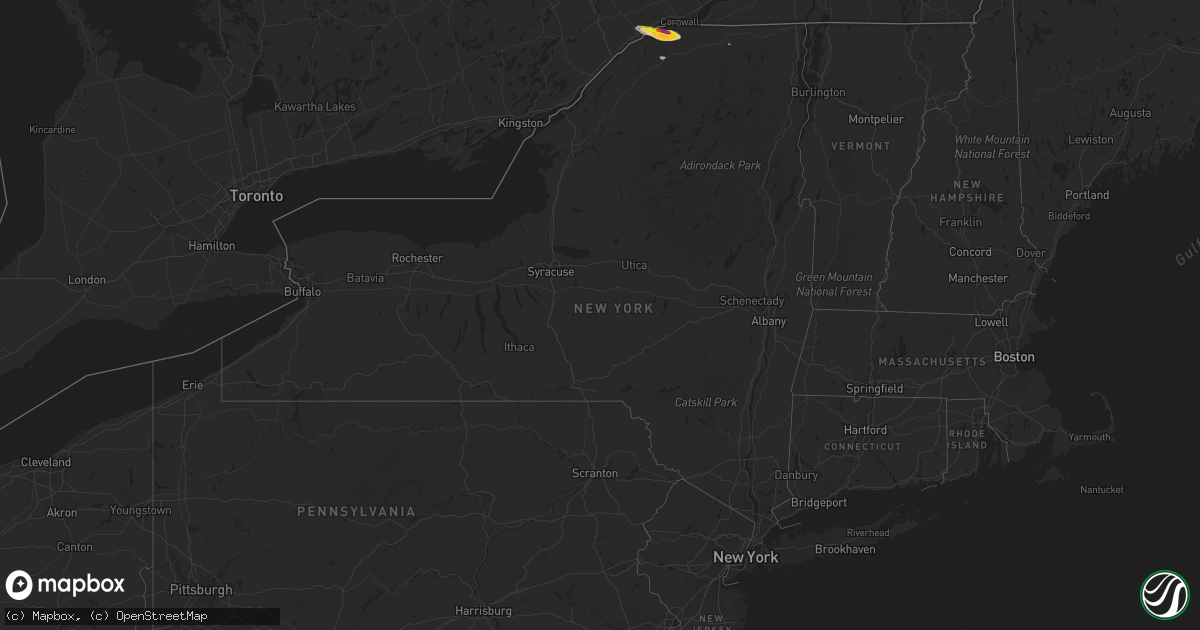 Hail map in New York on October 1, 2019