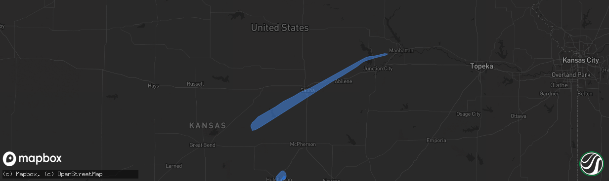 Hail map in Salina, KS on October 1, 2019