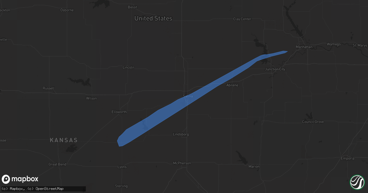 Hail map in Salina, KS on October 1, 2019
