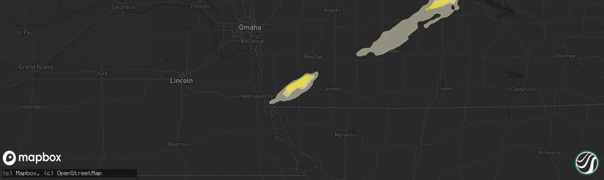 Hail map in Shenandoah, IA on October 1, 2019