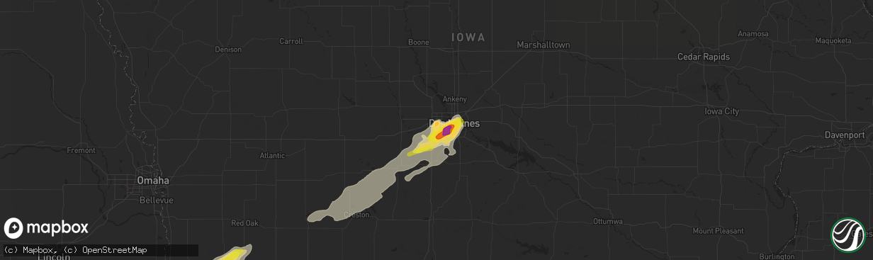 Hail map in West Des Moines, IA on October 1, 2019