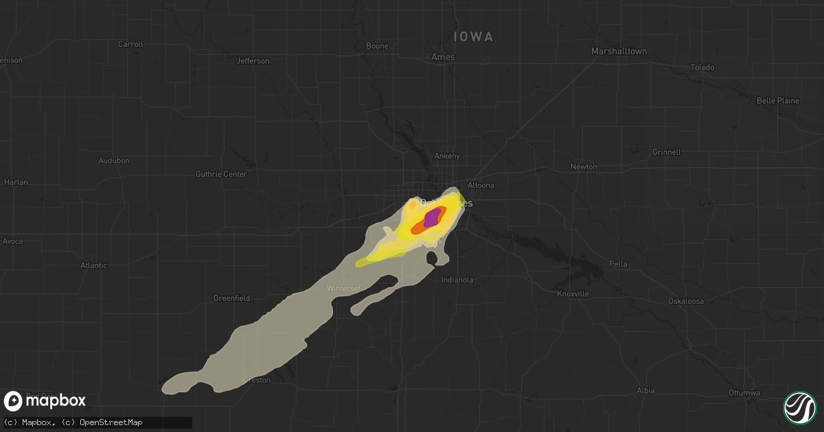 Hail map in West Des Moines, IA on October 1, 2019