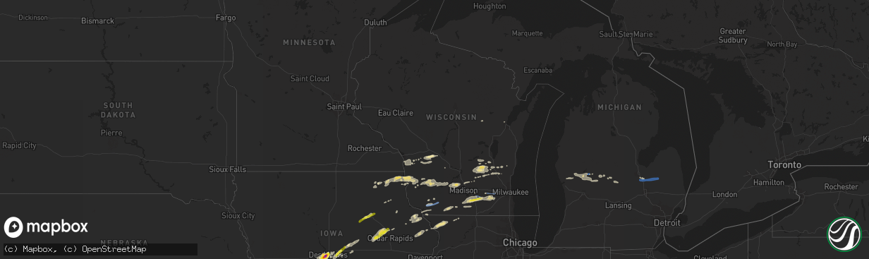 Hail map in Wisconsin on October 1, 2019