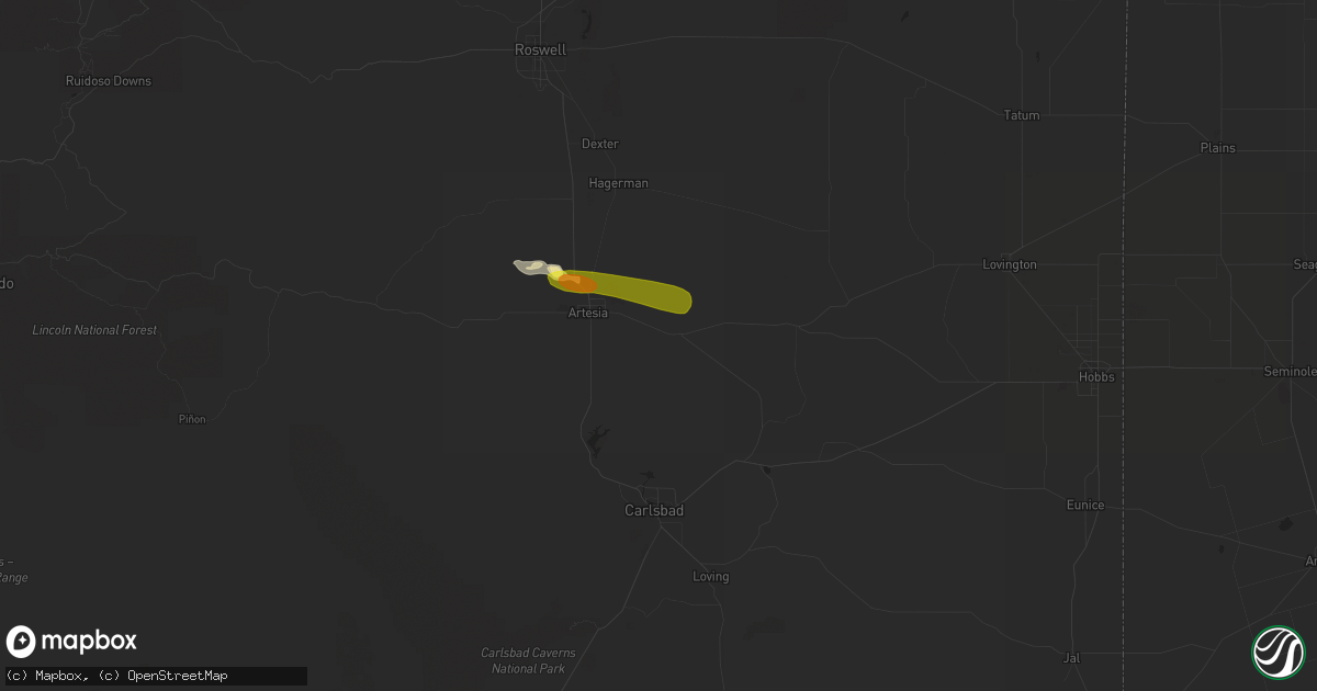Hail map in Artesia, NM on October 1, 2021