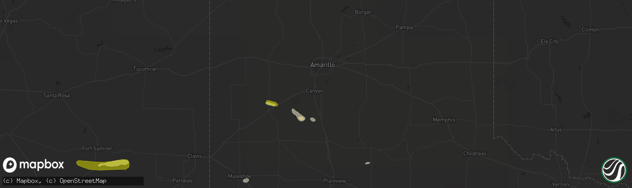 Hail map in Canyon, TX on October 1, 2021