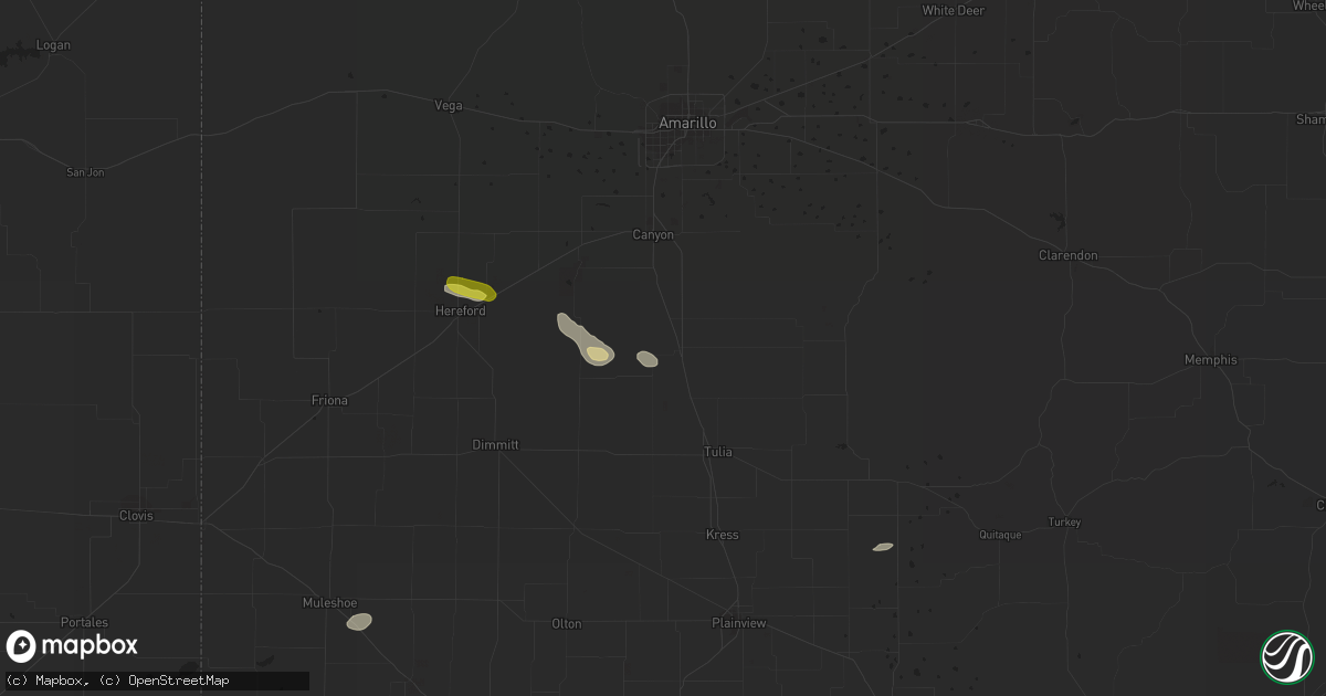 Hail map in Happy, TX on October 1, 2021