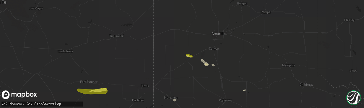 Hail map in Hereford, TX on October 1, 2021