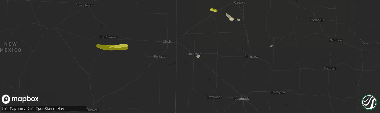 Hail map in Muleshoe, TX on October 1, 2021