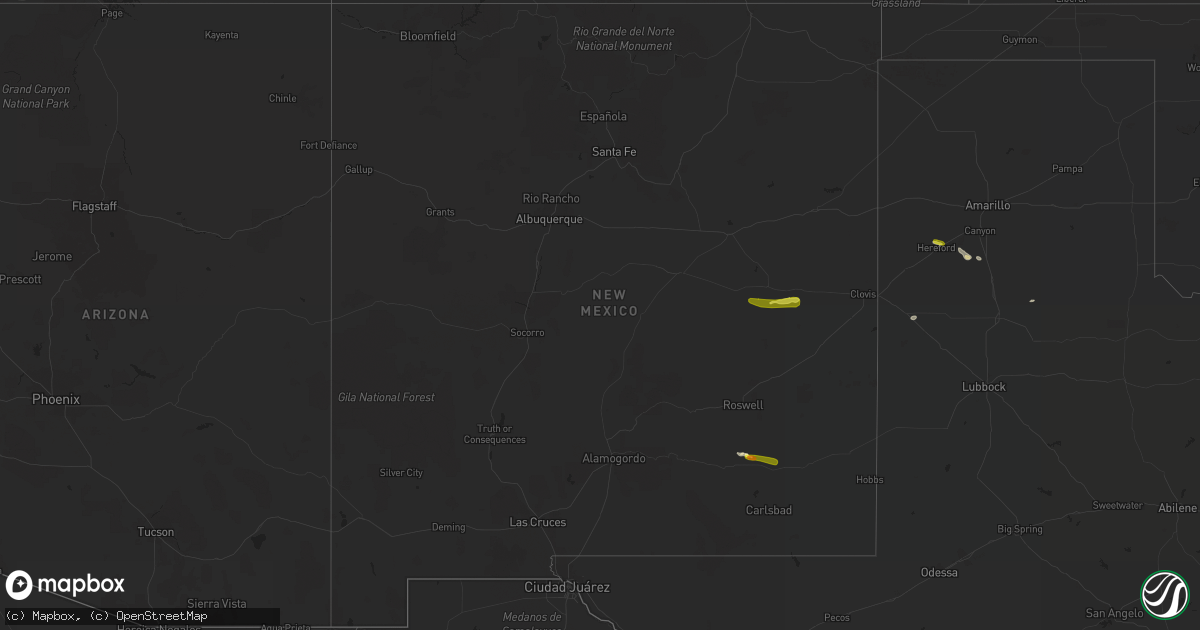 Hail map in New Mexico on October 1, 2021