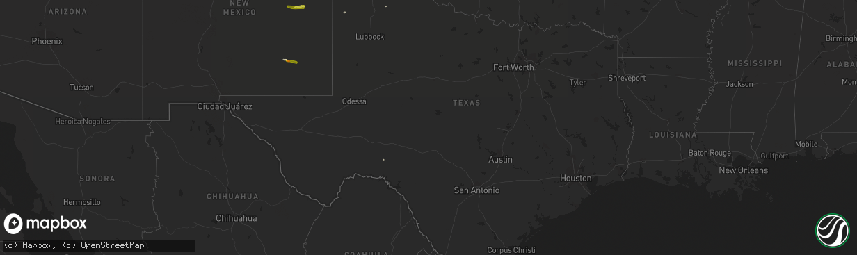 Hail map in Texas on October 1, 2021