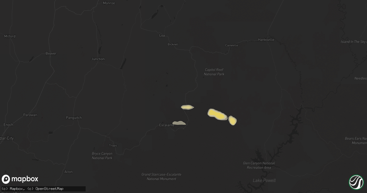Hail map in Boulder, UT on October 1, 2022