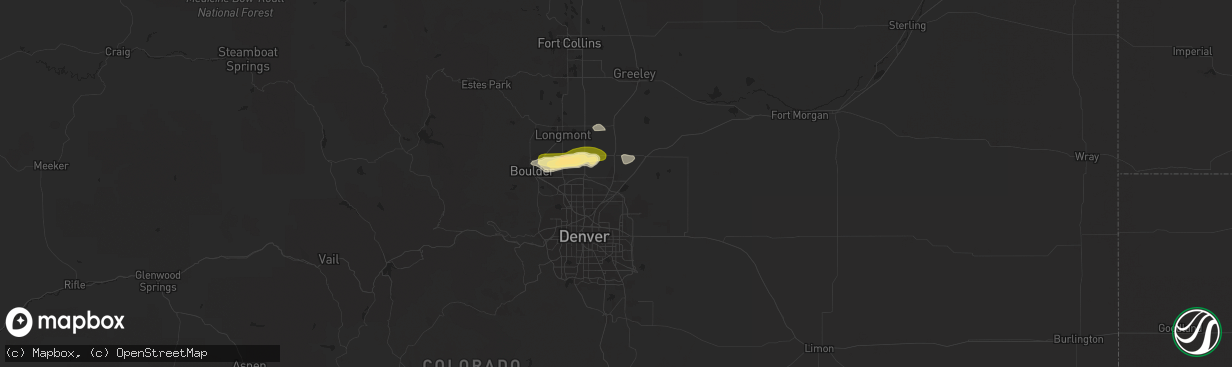 Hail map in Brighton, CO on October 1, 2022