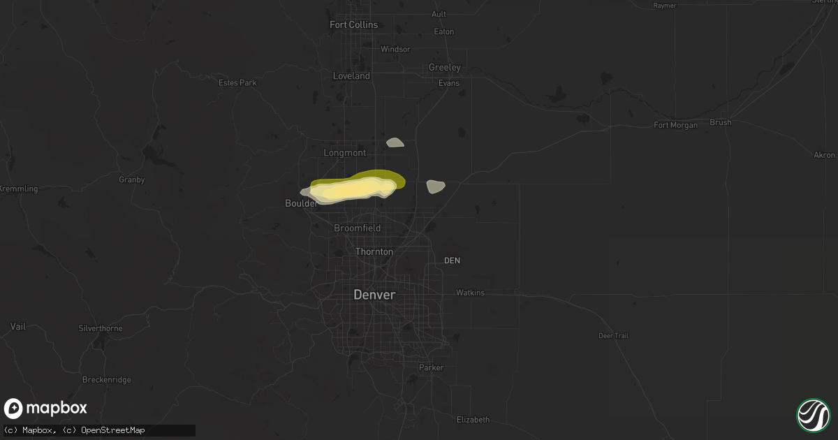Hail map in Brighton, CO on October 1, 2022