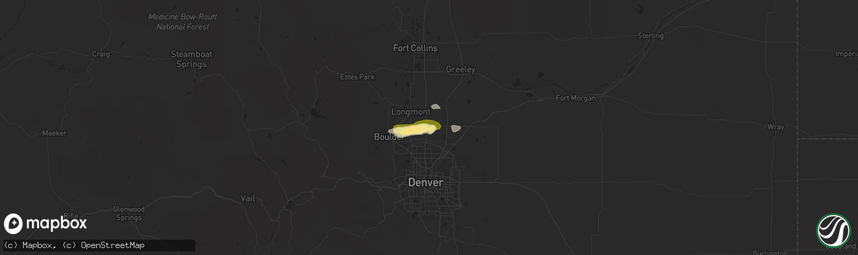 Hail map in Dacono, CO on October 1, 2022