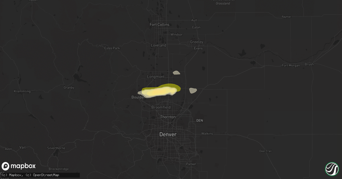 Hail map in Dacono, CO on October 1, 2022
