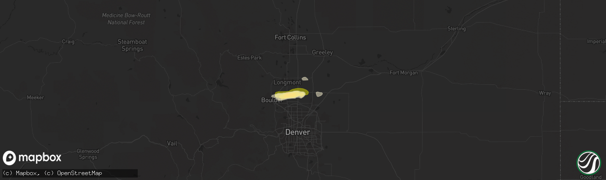 Hail map in Frederick, CO on October 1, 2022