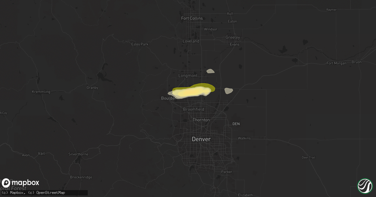 Hail map in Lafayette, CO on October 1, 2022