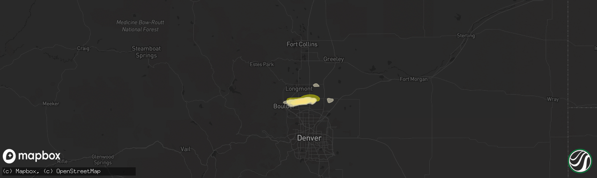 Hail map in Longmont, CO on October 1, 2022