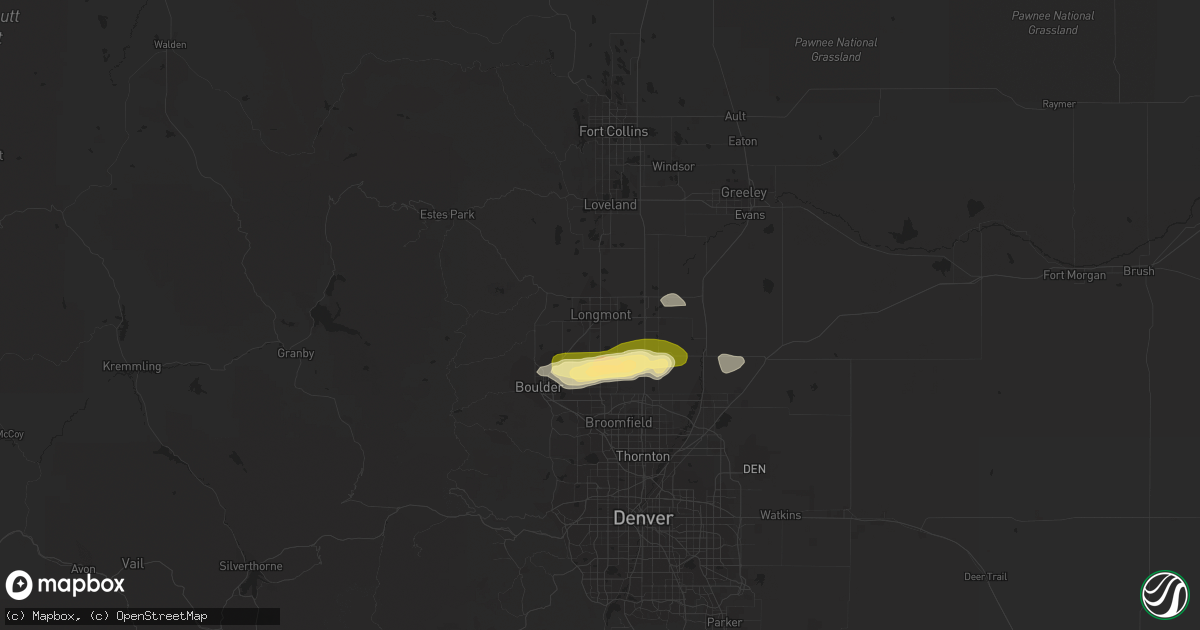 Hail map in Longmont, CO on October 1, 2022