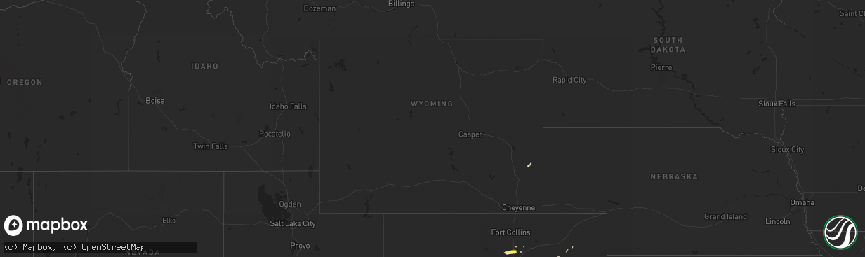 Hail map in Wyoming on October 1, 2022