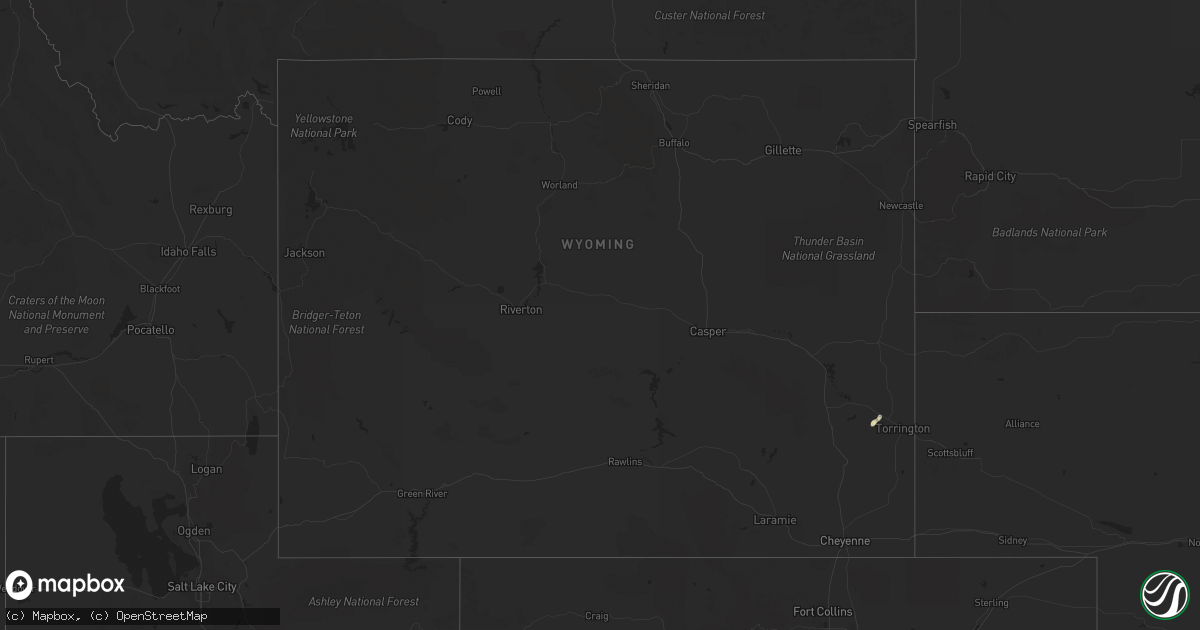 Hail map in Wyoming on October 1, 2022