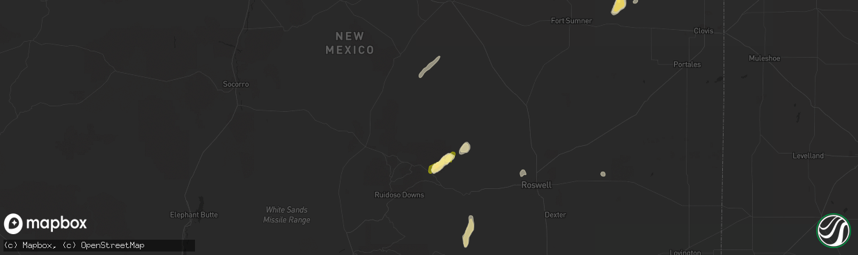 Hail map in Capitan, NM on October 1, 2023