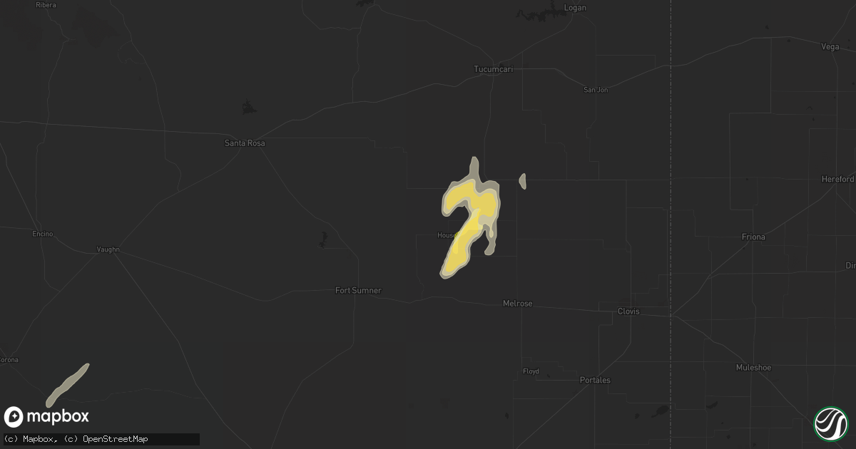 Hail map in House, NM on October 1, 2023