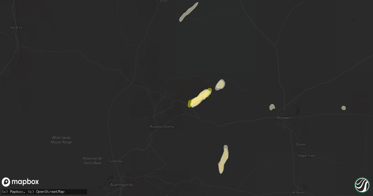 Hail map in Lincoln, NM on October 1, 2023