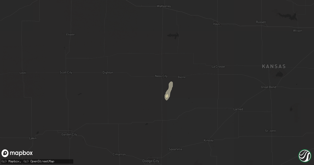 Hail map in Ness City, KS on October 1, 2023