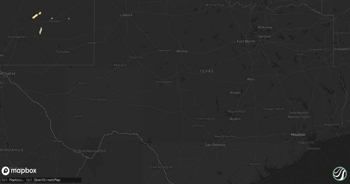 Hail map in Texas on October 1, 2023
