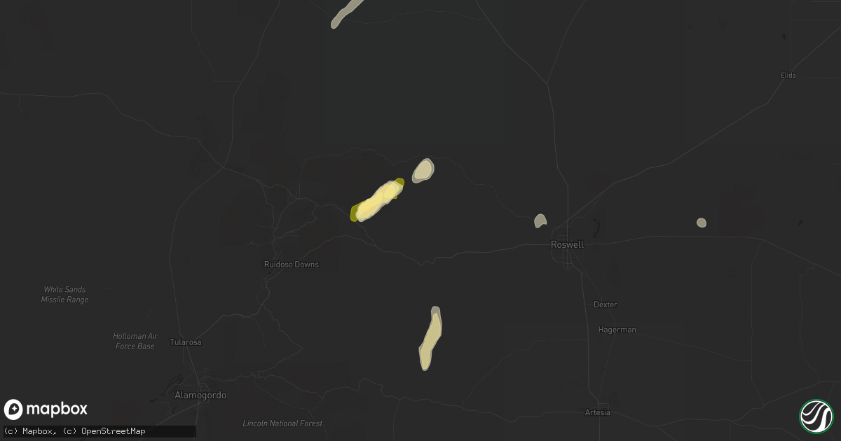 Hail map in Tinnie, NM on October 1, 2023