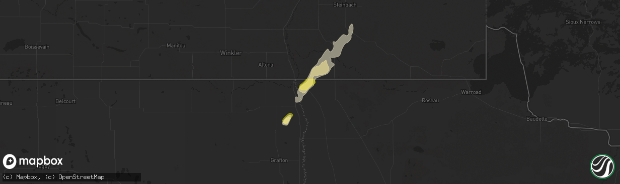 Hail map in Humboldt, MN on October 1, 2025