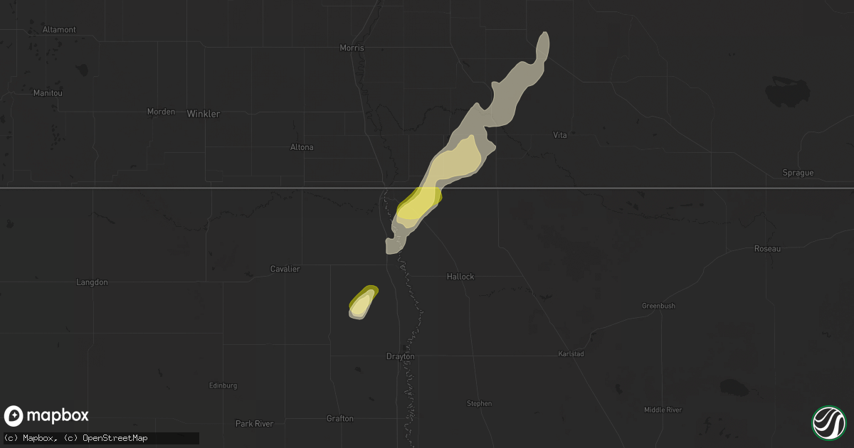 Hail map in Humboldt, MN on October 1, 2025