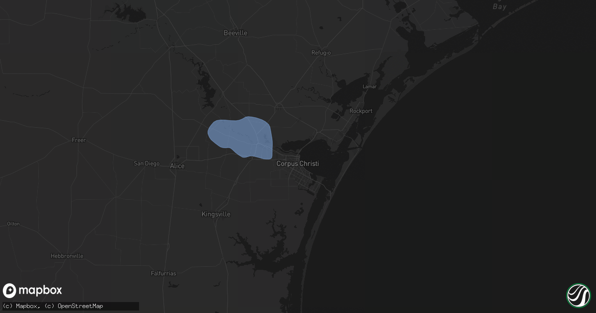Hail map in Corpus Christi, TX on October 1, 2026